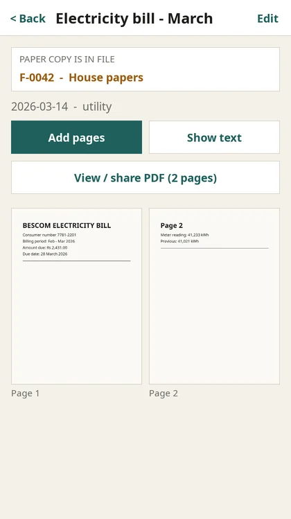 A two-page document with a button to view or share it as a PDF
